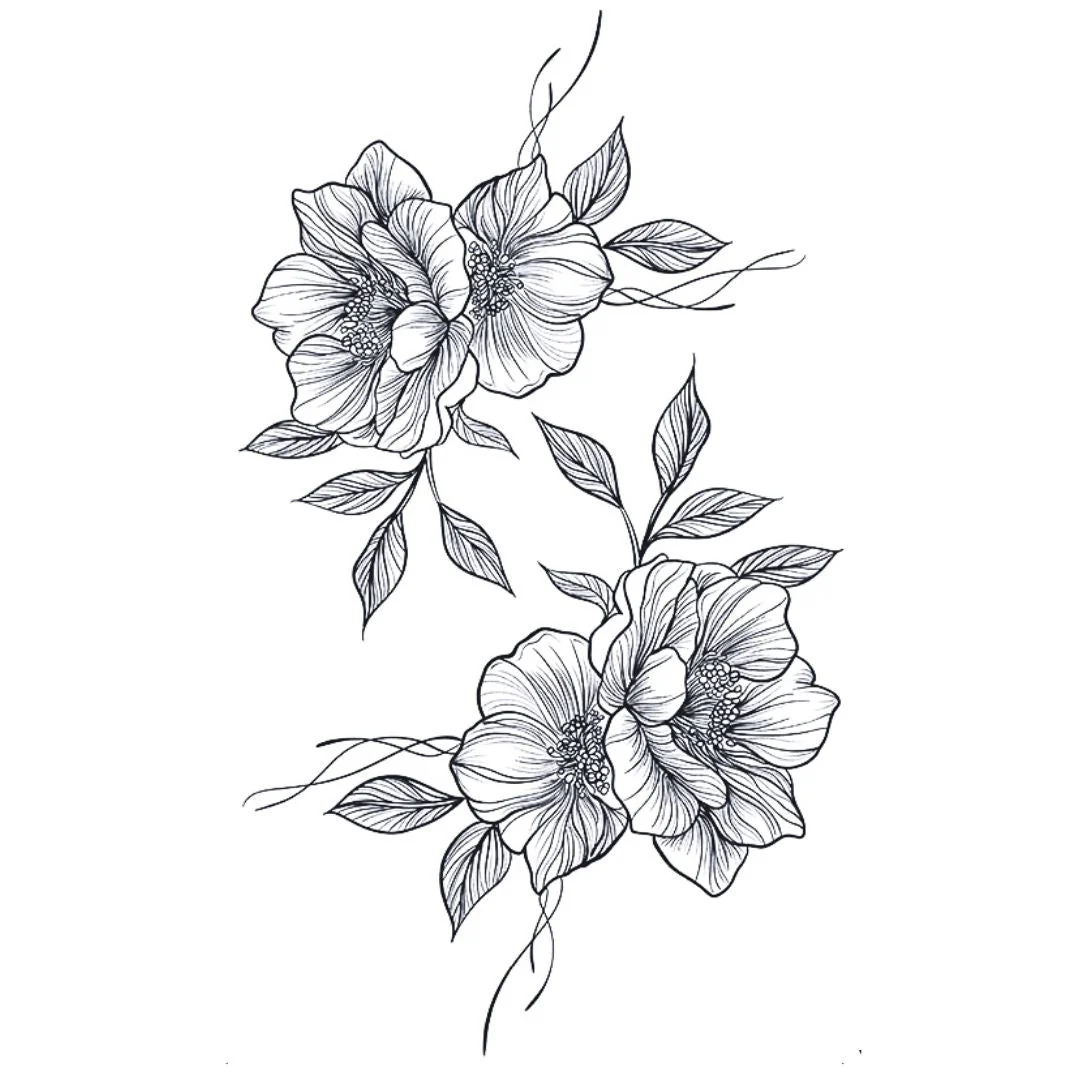 Double Peony Bouquet Tattoo - Image 2