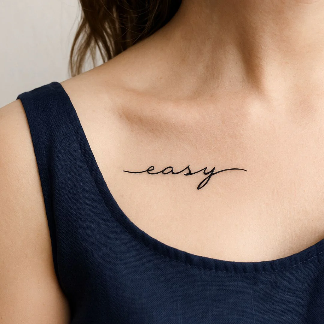 easy' cursive script temporary tattoo