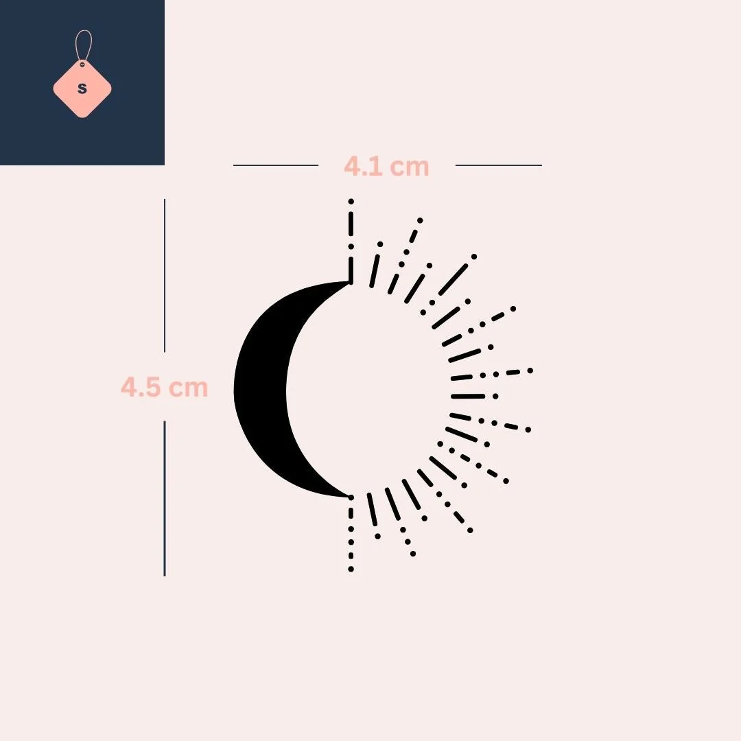 Crescent Moon and Sun Rays Temporary Tattoo - Image 4