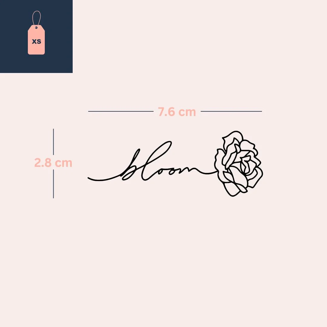 Bloom script temporary tattoo with single-line rose - Image 4