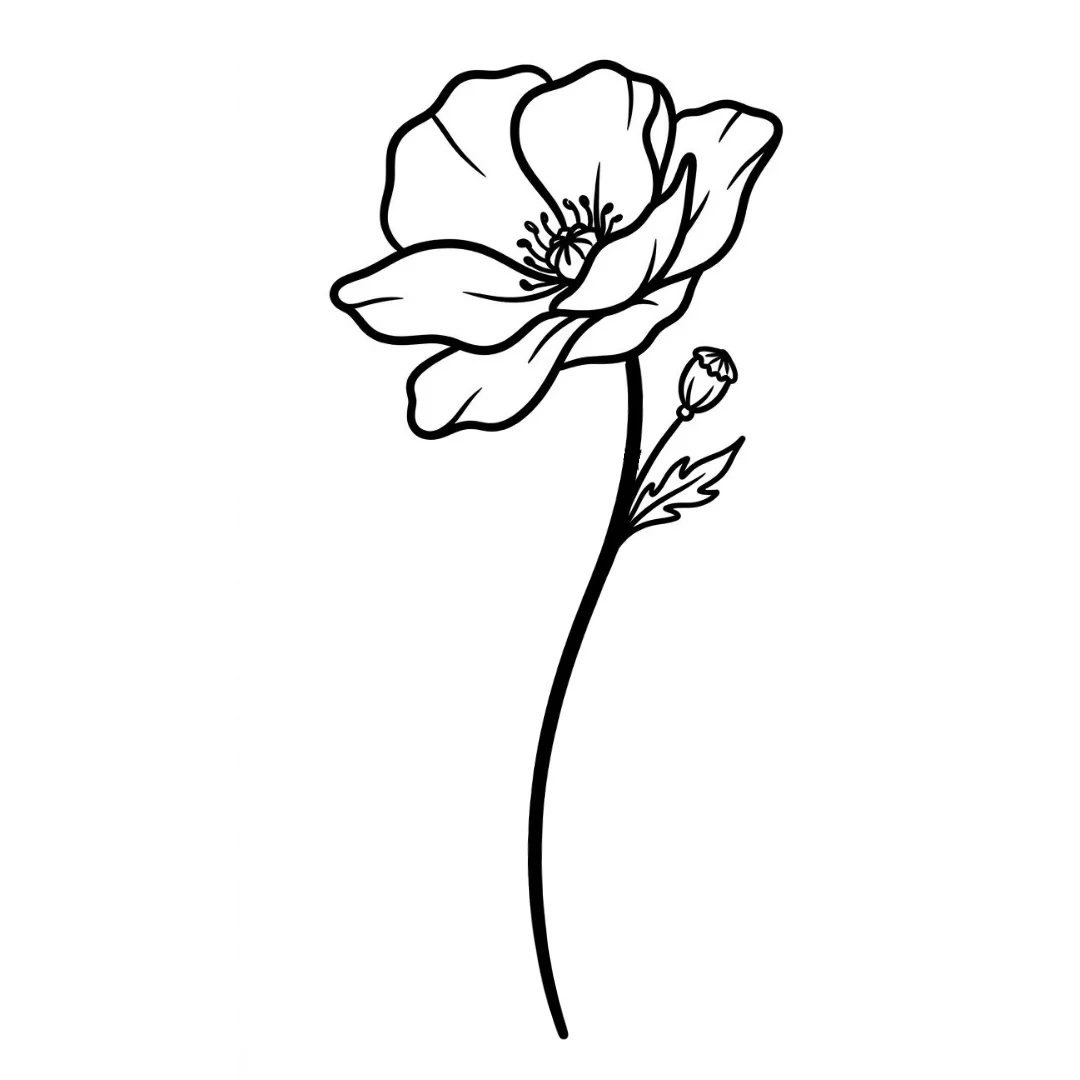 Minimalist poppy temporary tattoo - Image 2
