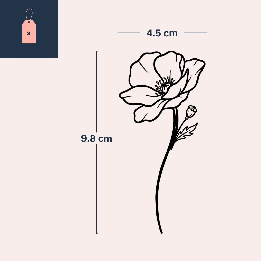 Minimalist poppy temporary tattoo - Image 4