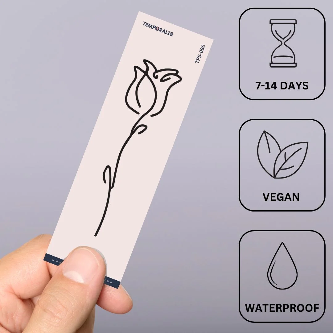 Single-line rose temporary tattoo - Image 3