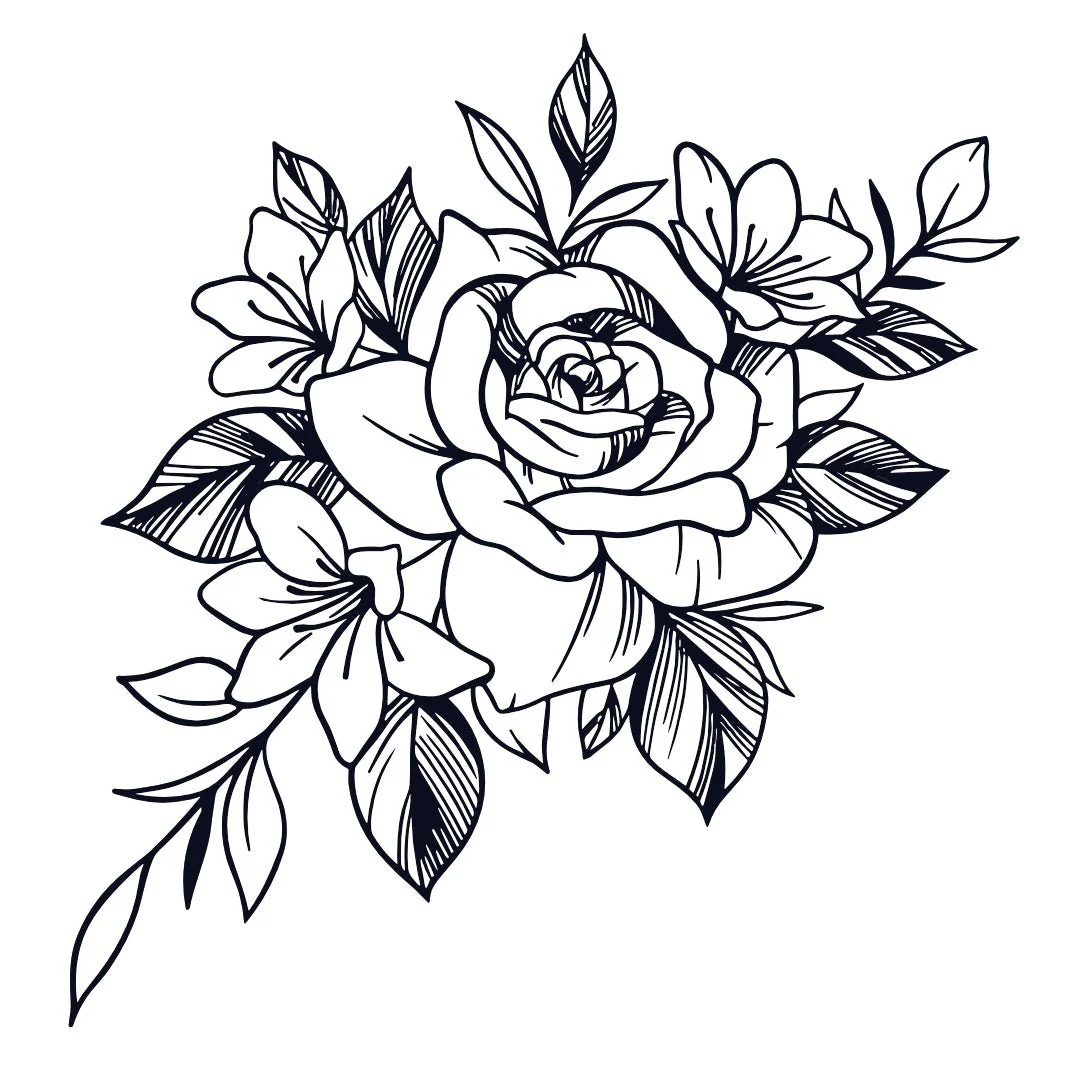 Rose and wildflowers temporary tattoo - Image 2