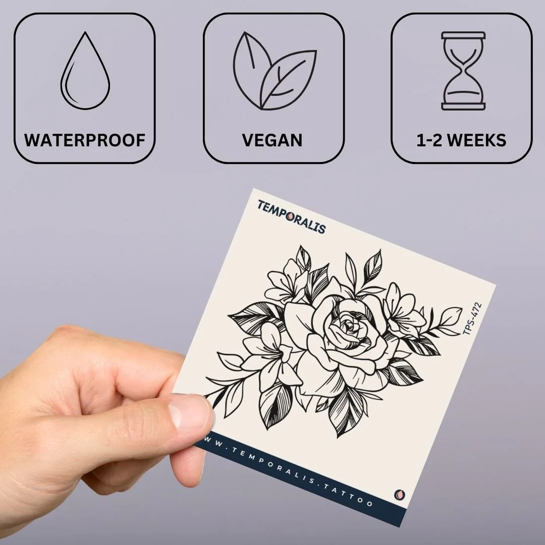 Rose and wildflowers temporary tattoo - Image 3