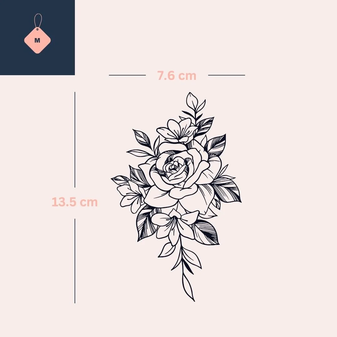 Rose and wildflowers temporary tattoo - Image 4