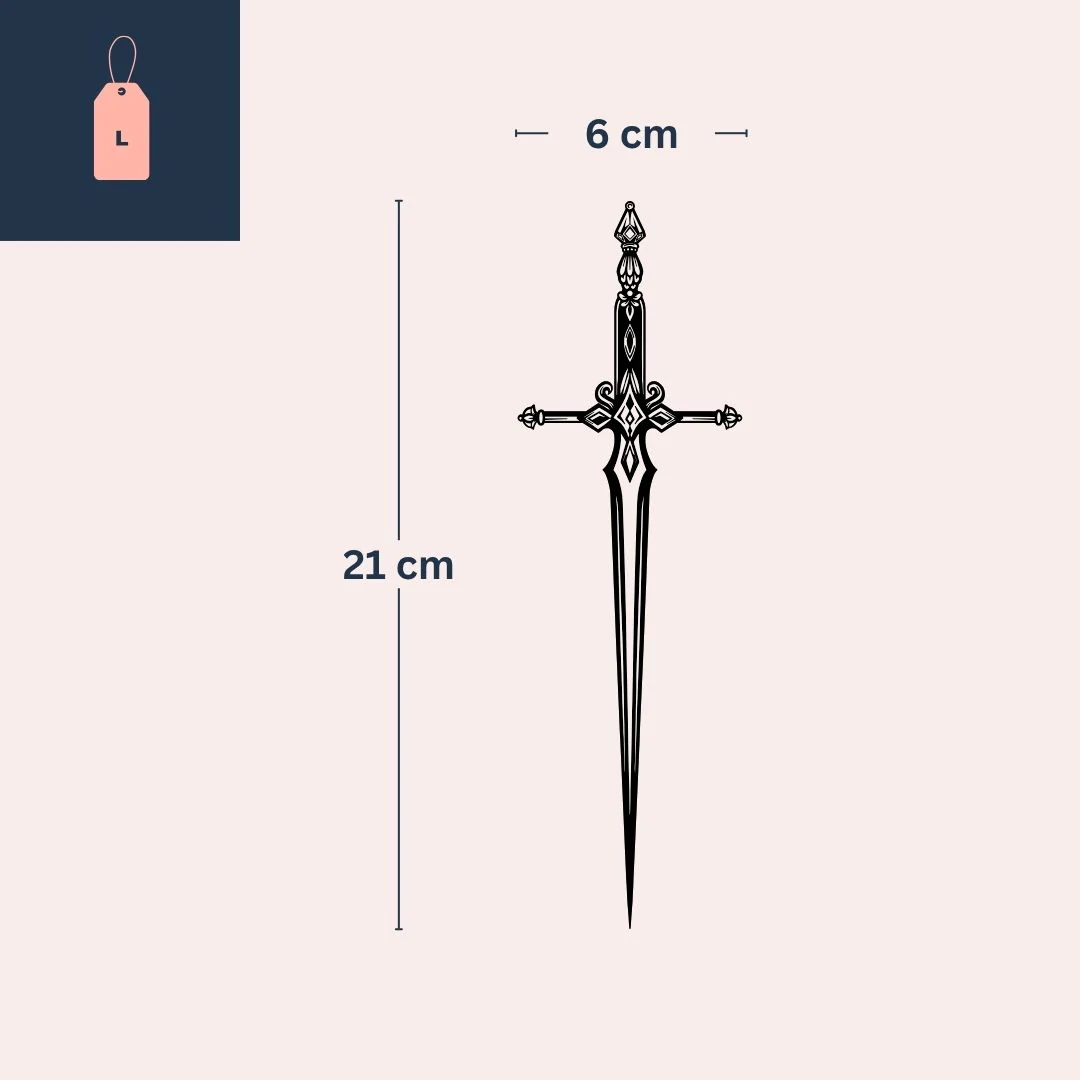 Ornamental sword temporary tattoo, fine line - Image 4