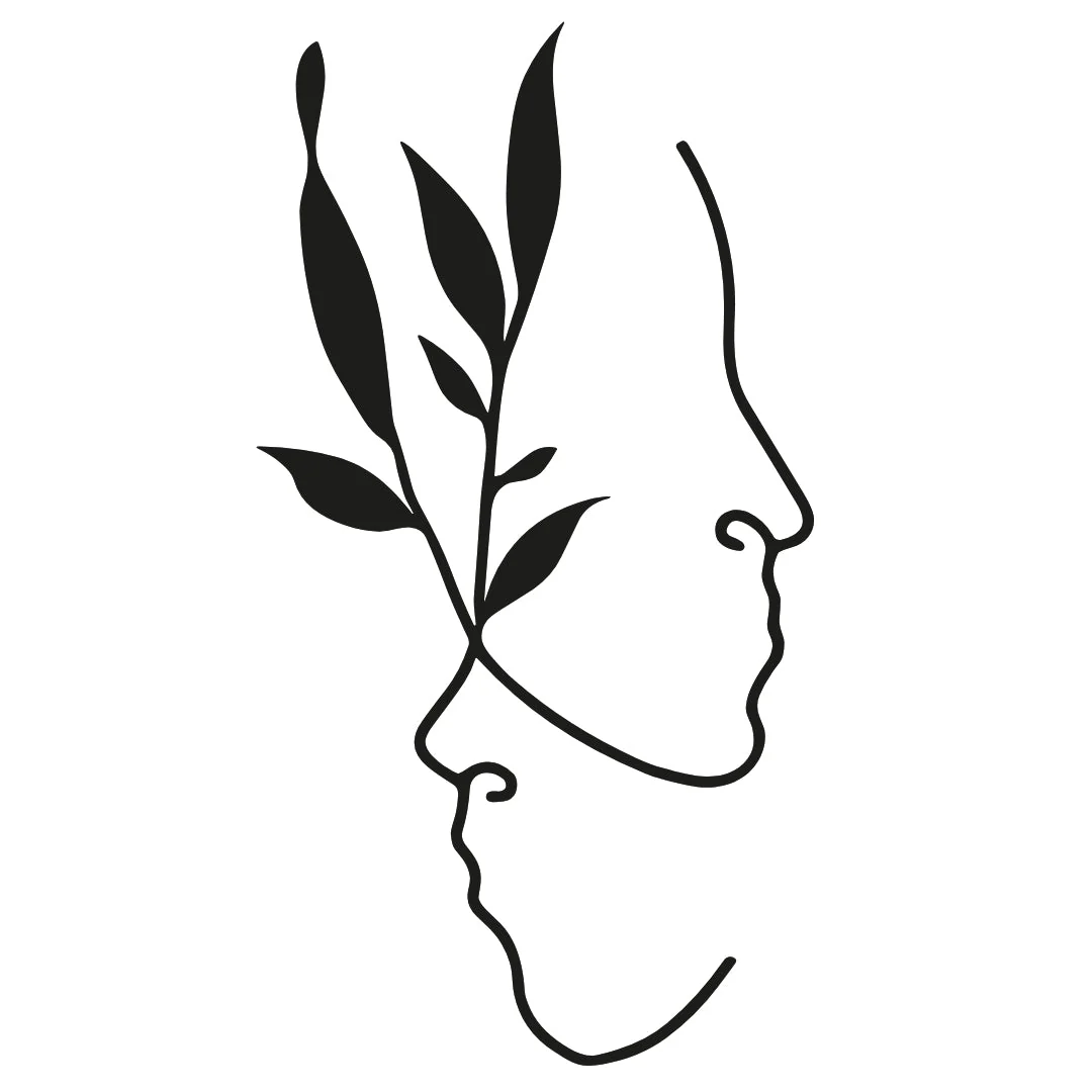 Abstract faces and leafy branch temporary tattoo - Image 2