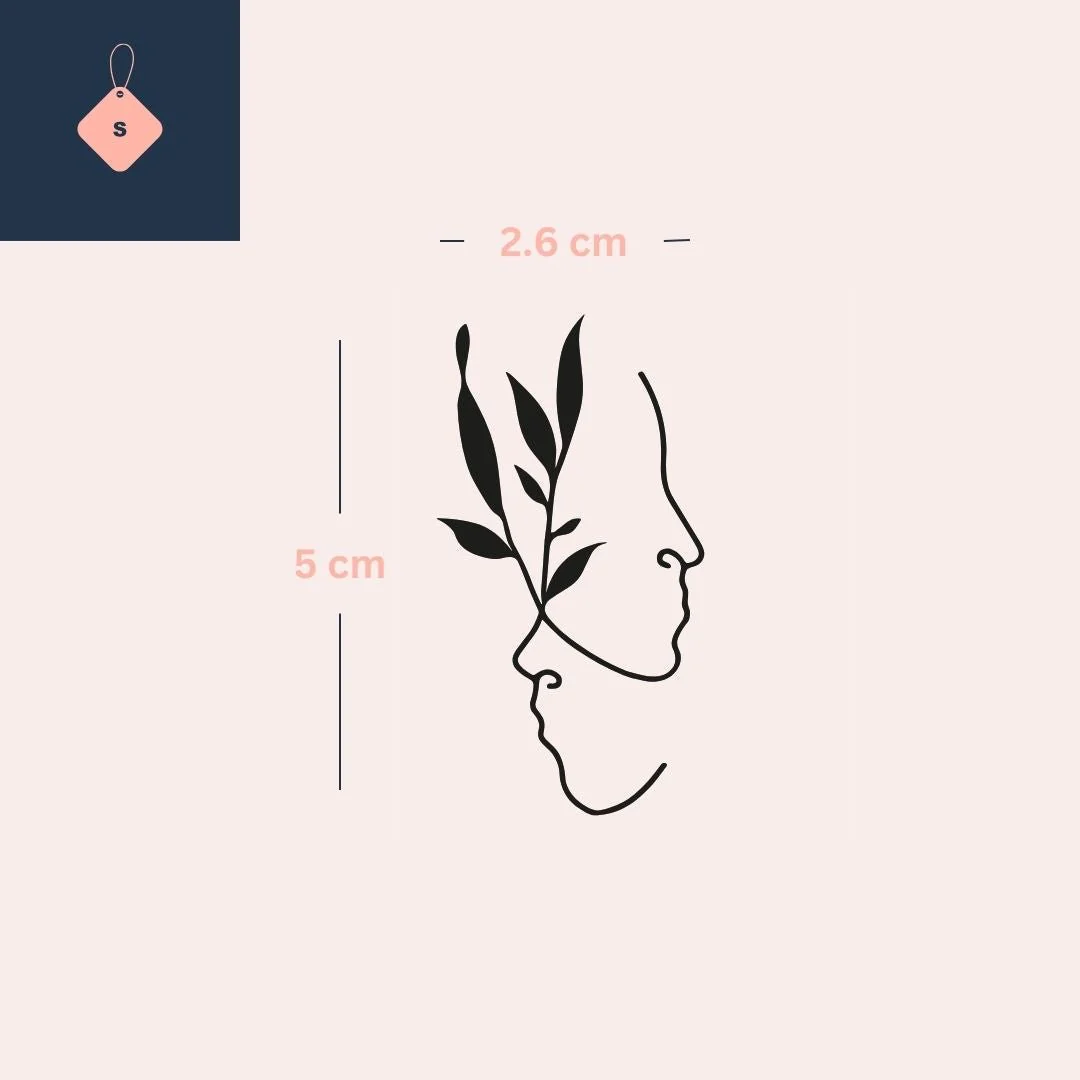 Abstract faces and leafy branch temporary tattoo - Image 4