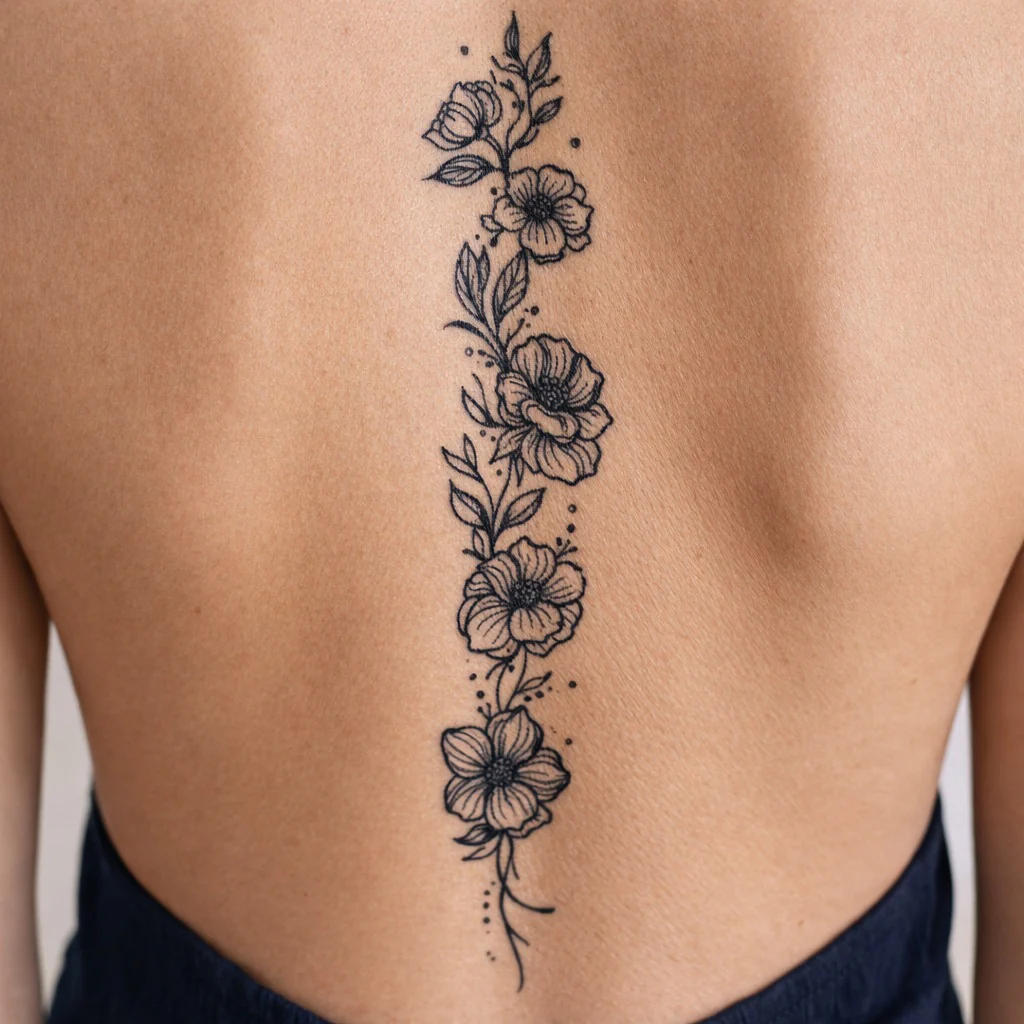 Floral Branch Garland Tattoo