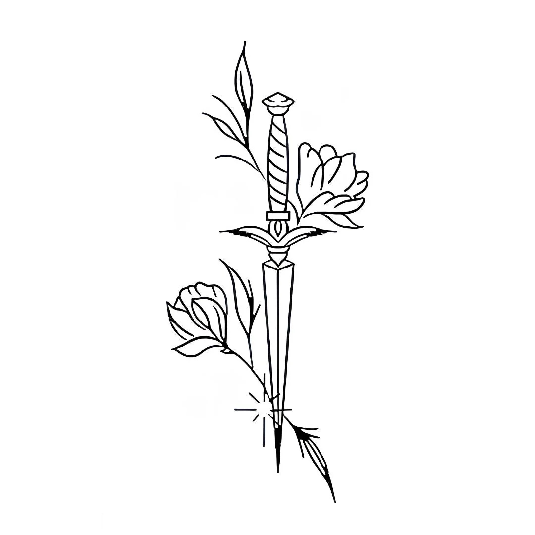 Floral Dagger Tattoo - Image 2