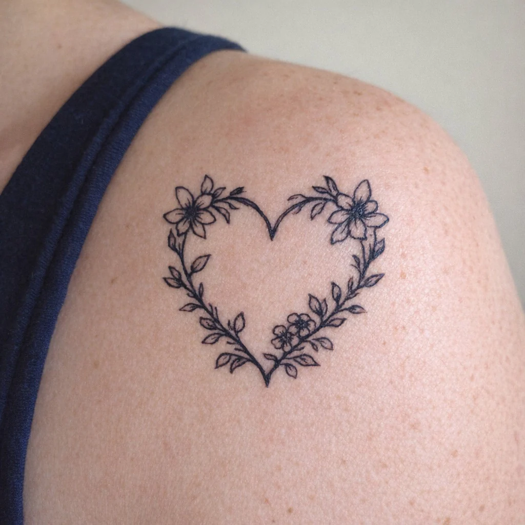 Floral Heart Wreath Tattoo