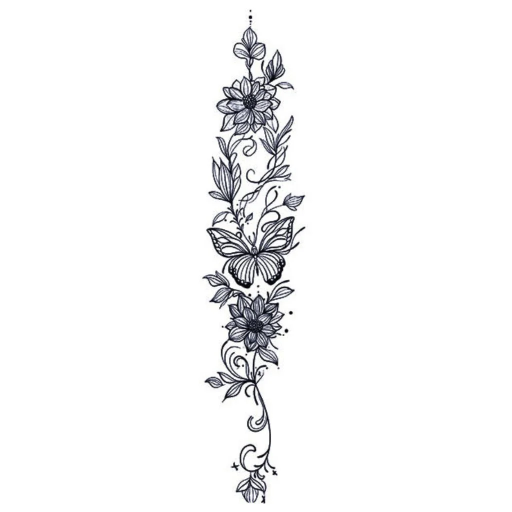 Floral Vine & Butterfly Tattoo - Image 2