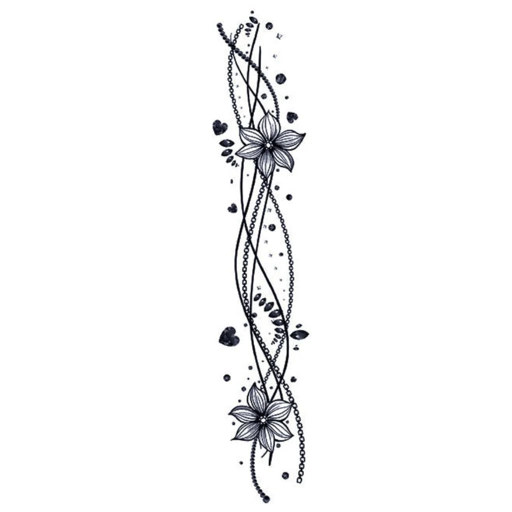 Floral Wave Jewelry Tattoo - Image 2
