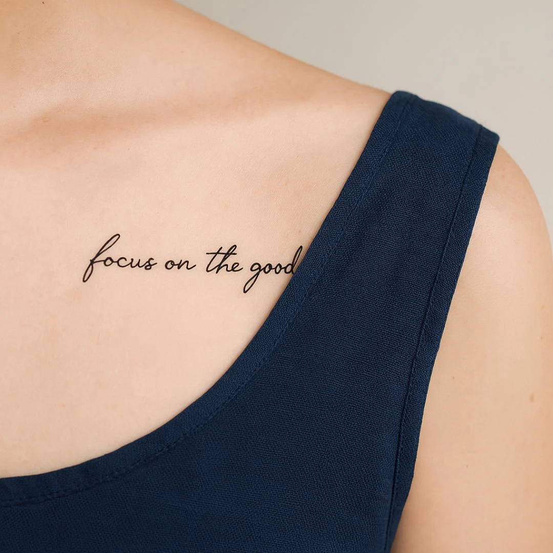 Focus on the good script temporary tattoo