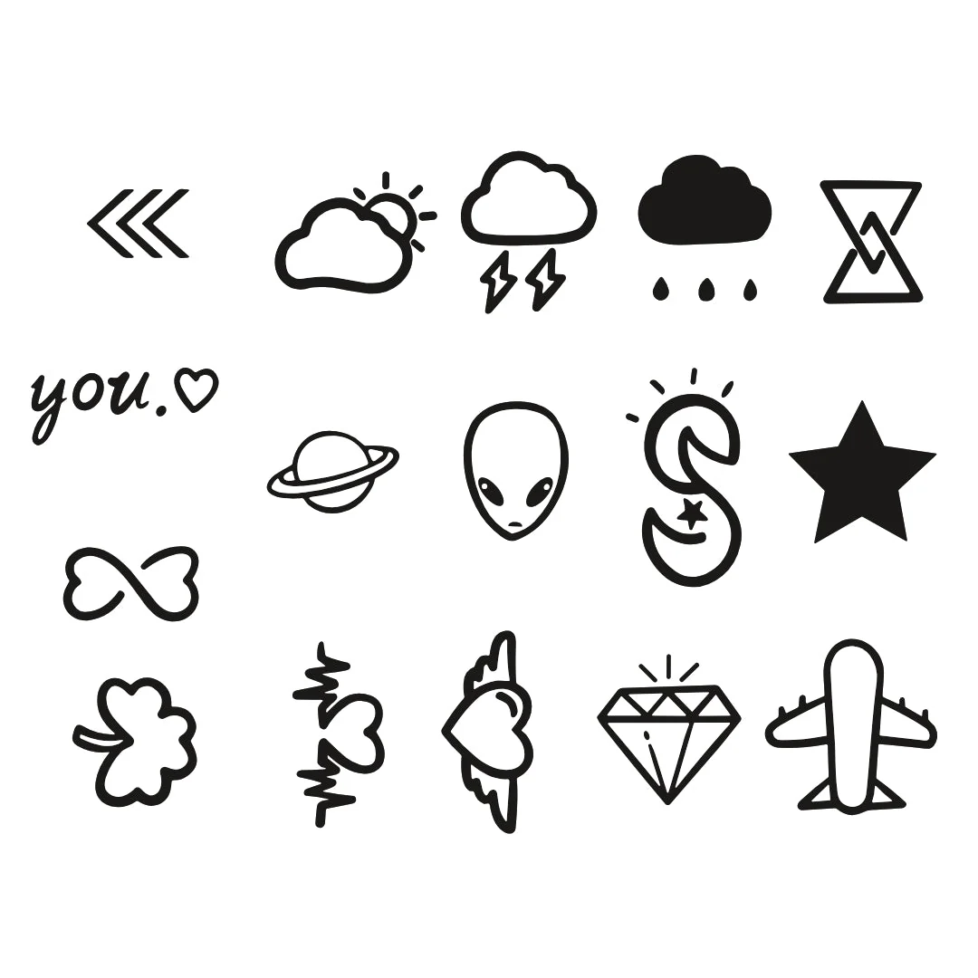 Mini set of 16 fun finger temporary tattoos - Image 3