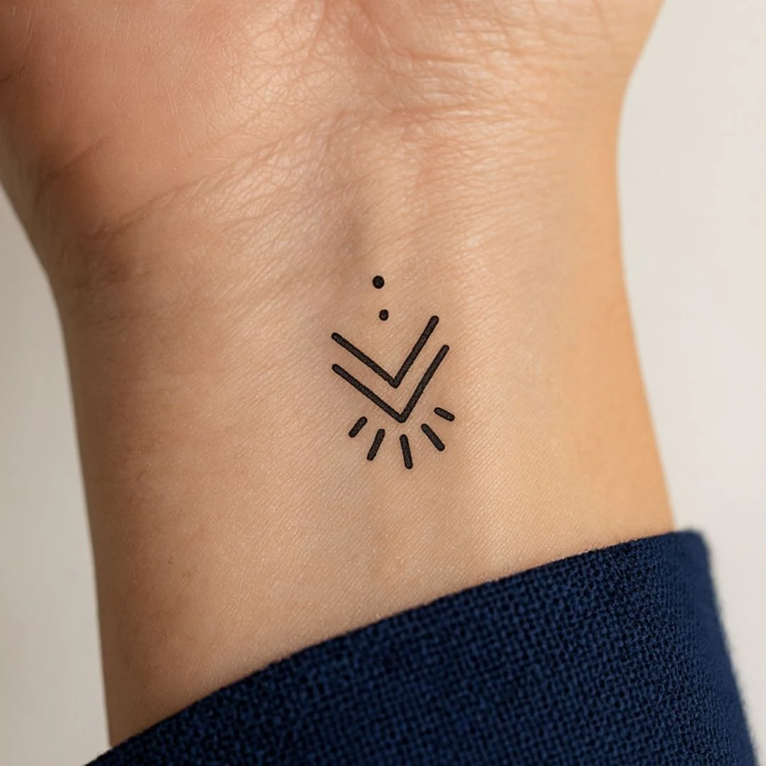 Downward chevrons and light burst temporary tattoo