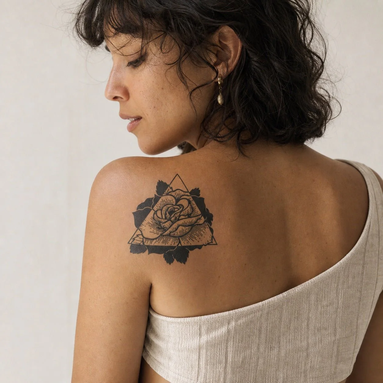 Geometric Rose Triangle Tattoo