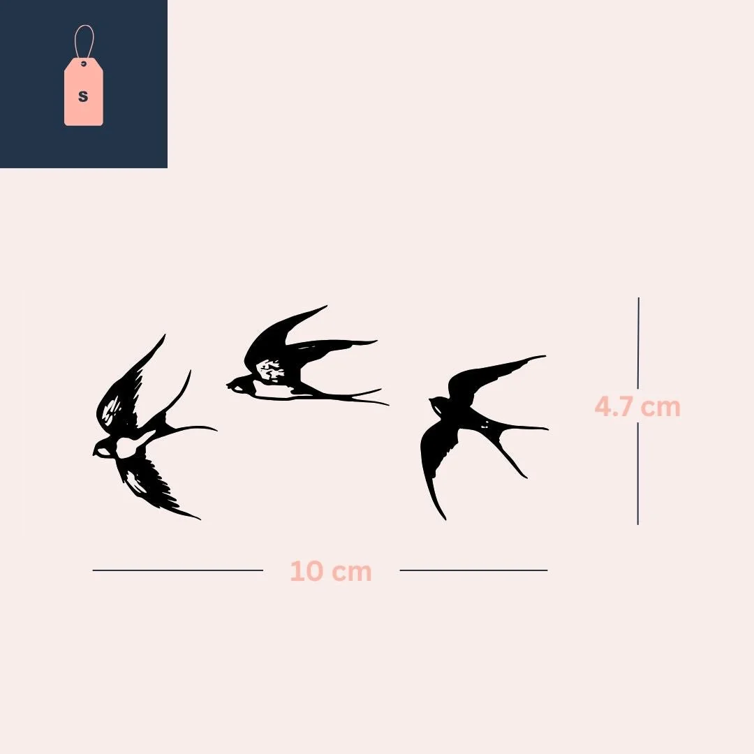 Three swallows in flight temporary tattoo - Image 4