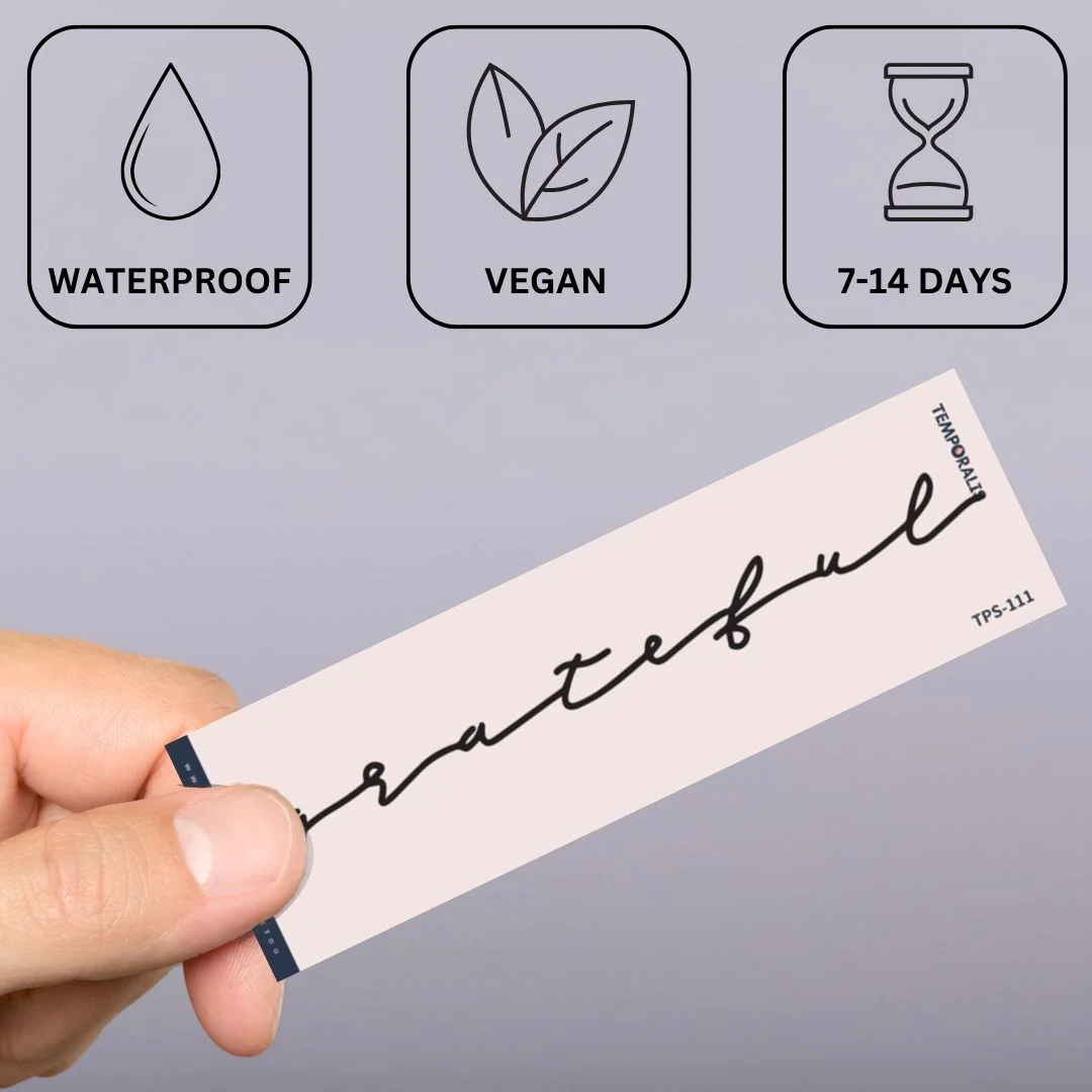 grateful' script temporary tattoo - Image 3