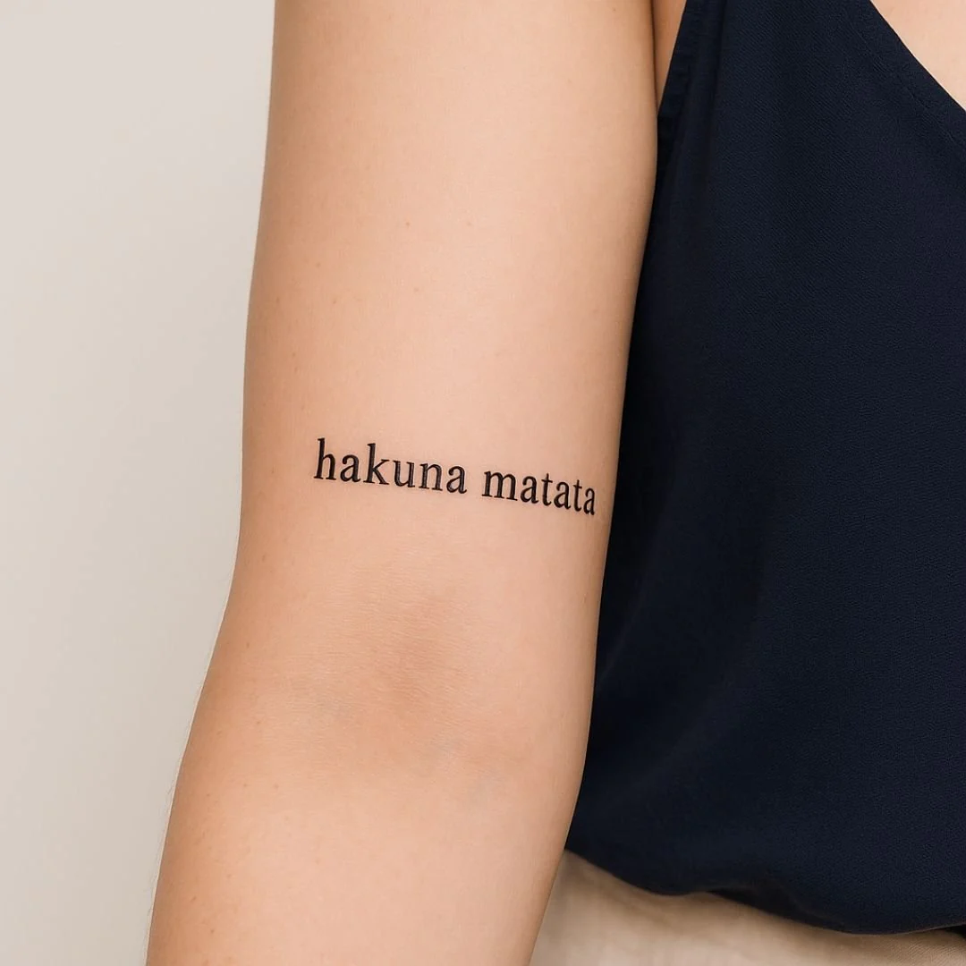 Hakuna Matata temporary tattoo in serif lettering
