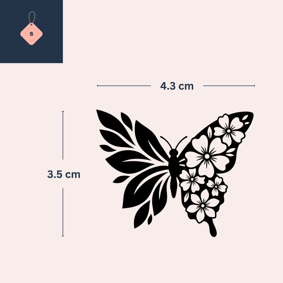 Fine Line Butterfly & Flowers Temporary Tattoo - Image 4