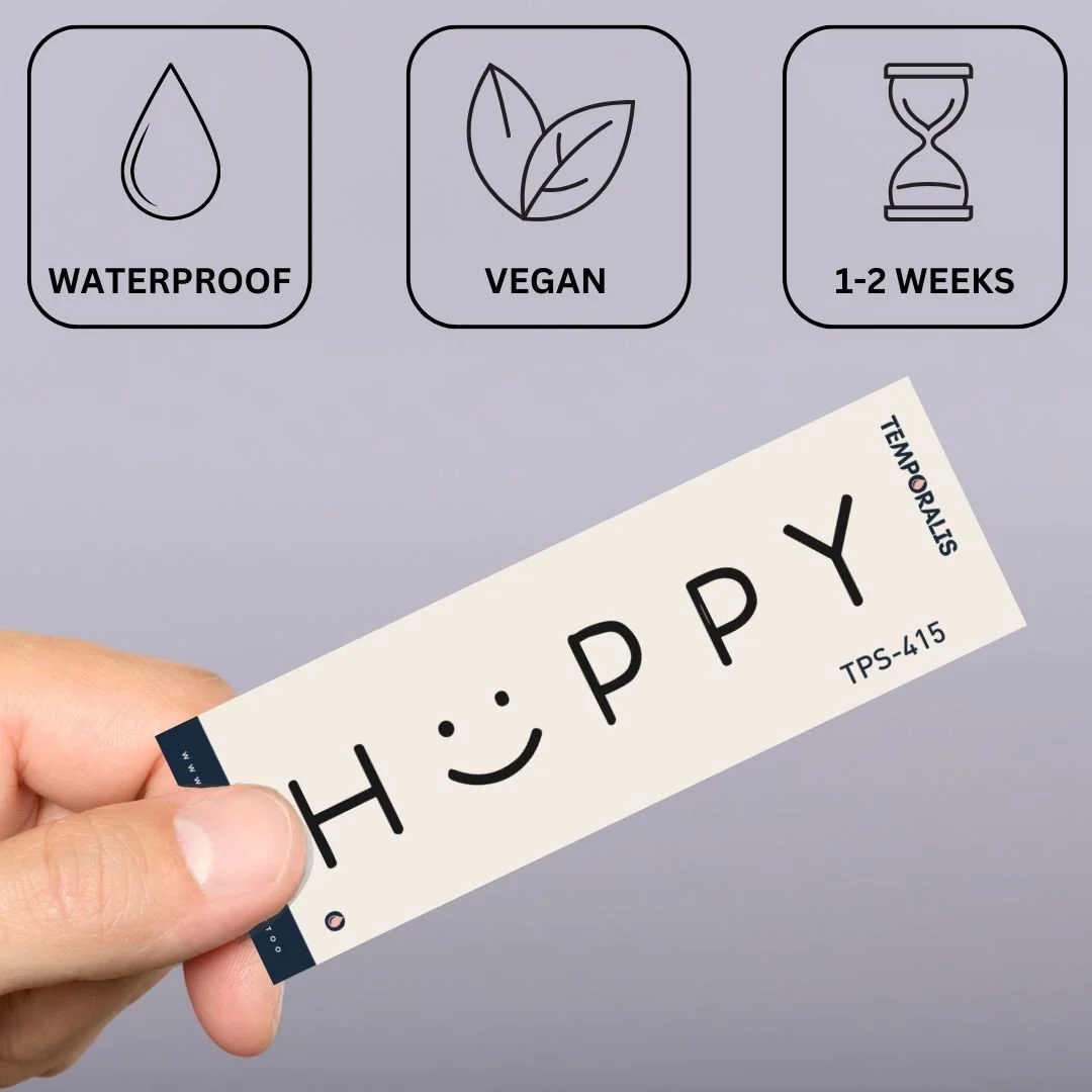HAPPY temporary tattoo with A as a smiley - Image 3