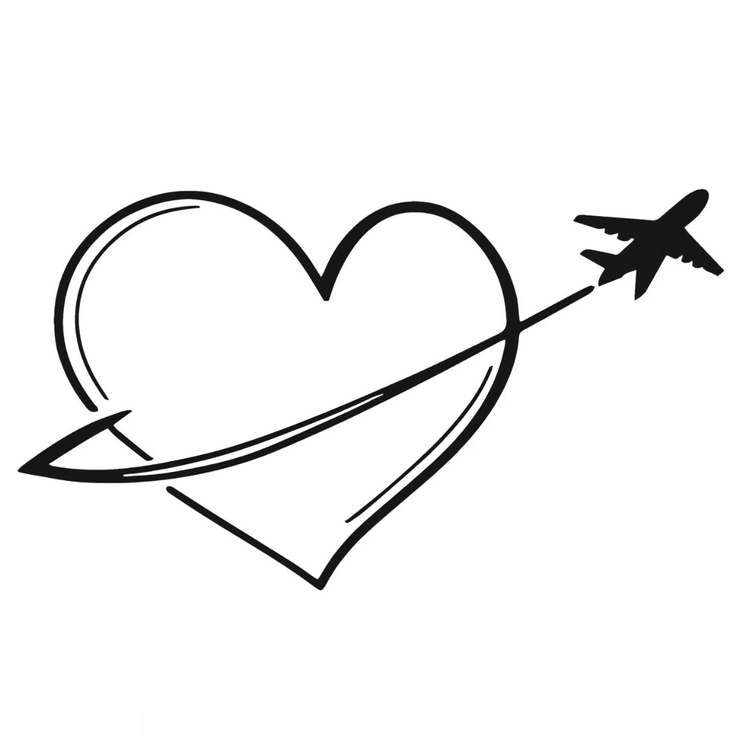 Heart Airplane Travel Tattoo - Image 2