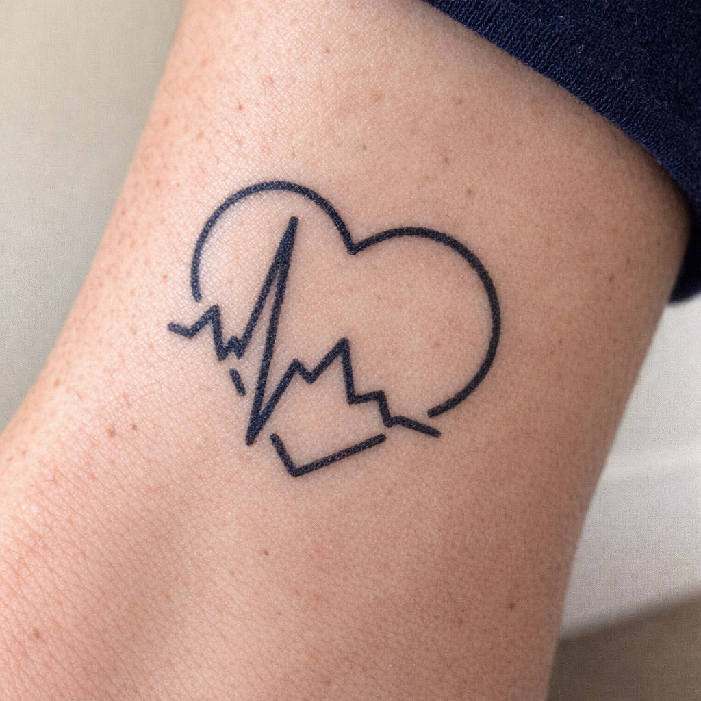 Heart Heartbeat Line Tattoo