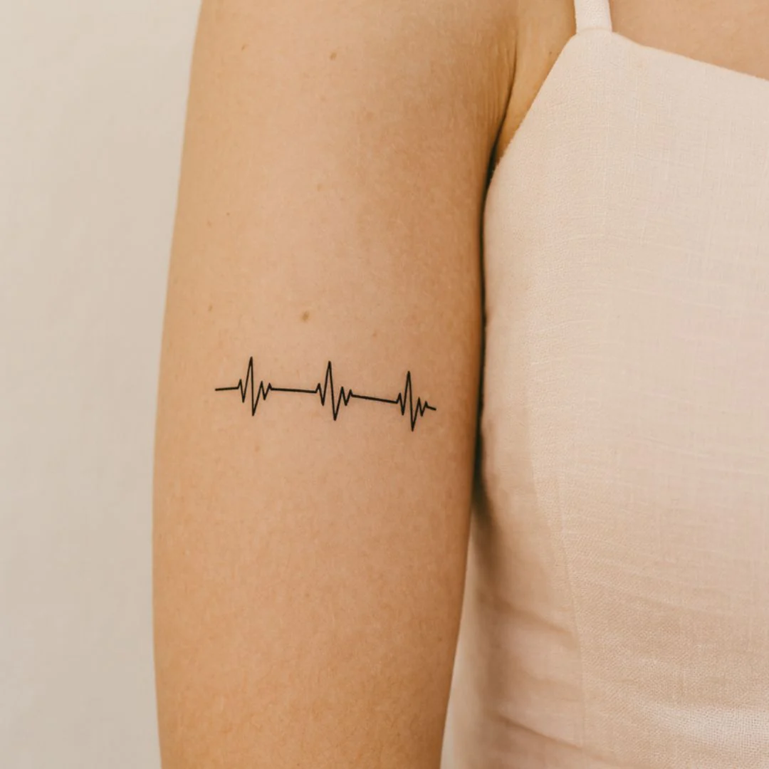 Heartbeat line temporary tattoo