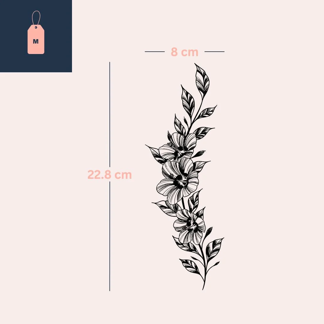 Flowering branch temporary tattoo with leaves and buds - Image 4