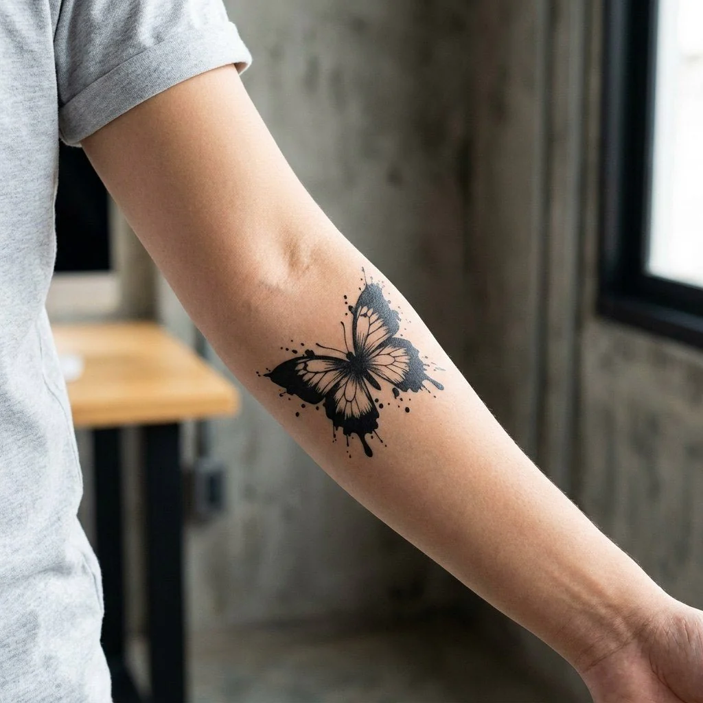 Ink Splash Butterfly Tattoo