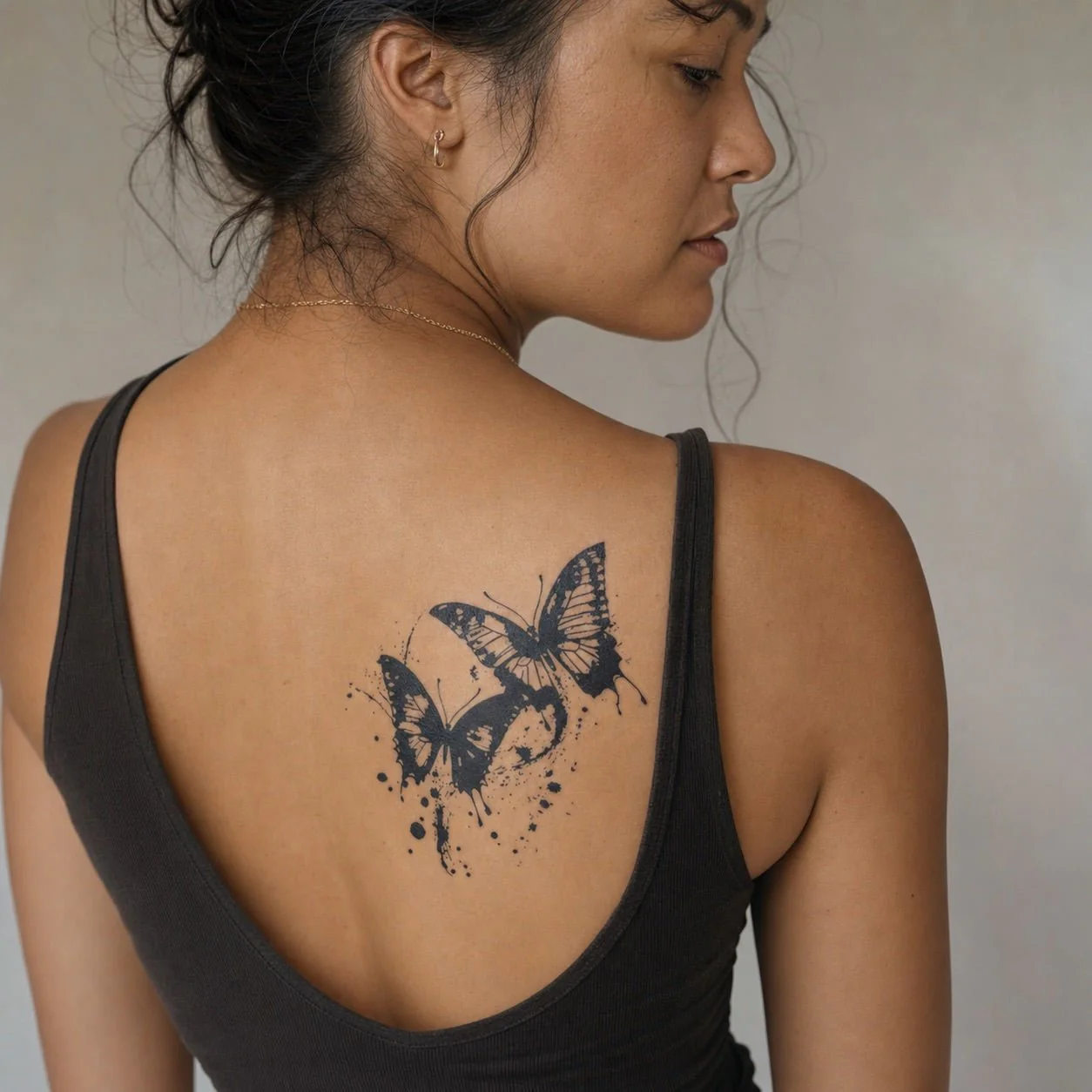 Ink Splash Butterfly Duo Tattoo