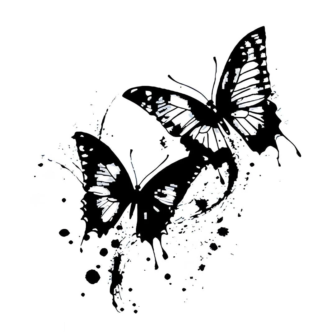 Ink Splash Butterfly Duo Tattoo - Image 2
