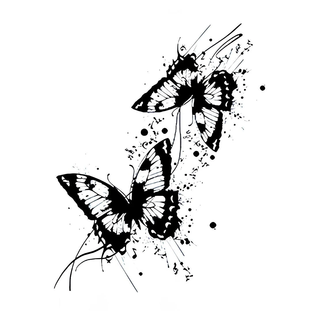 Ink Splash Butterfly Duo Tattoo - Image 2
