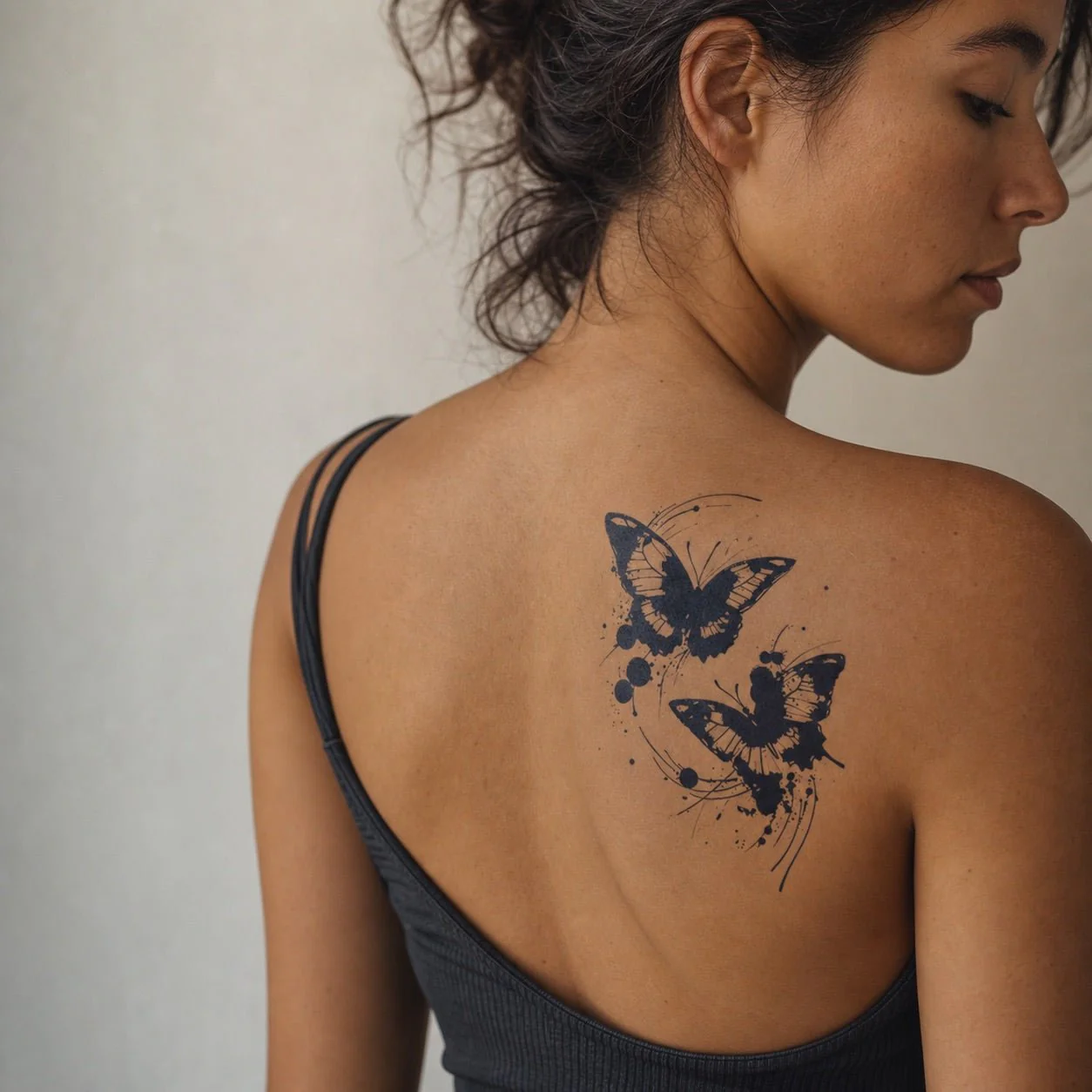 Ink Splash Duo Butterfly Tattoo
