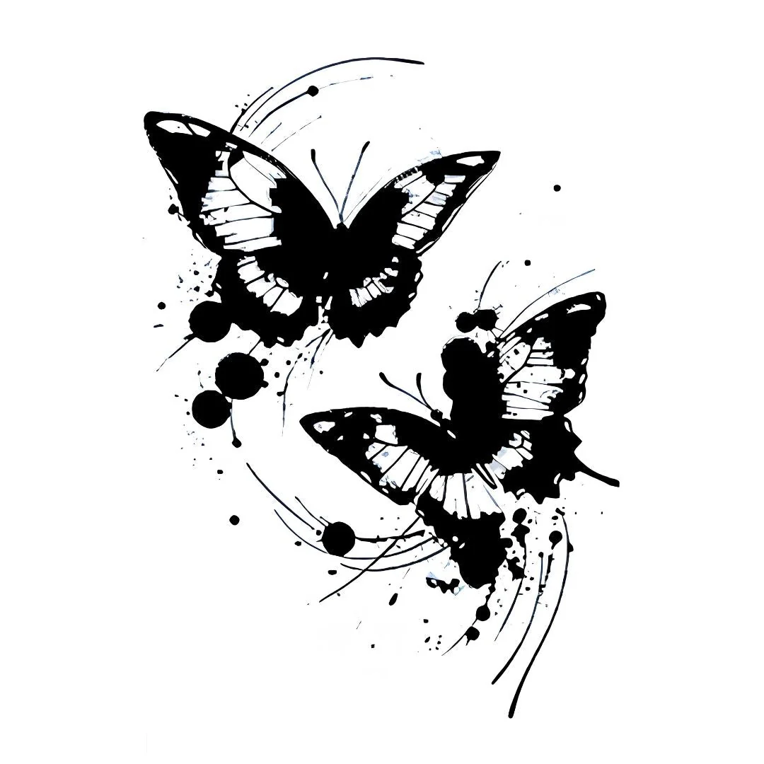 Ink Splash Duo Butterfly Tattoo - Image 2