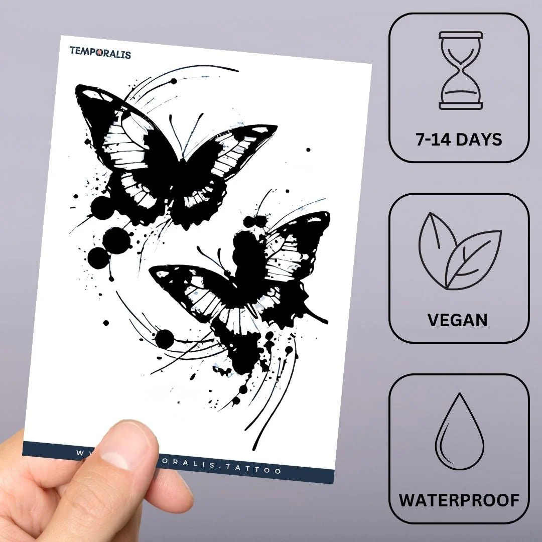 Ink Splash Duo Butterfly Tattoo - Image 3