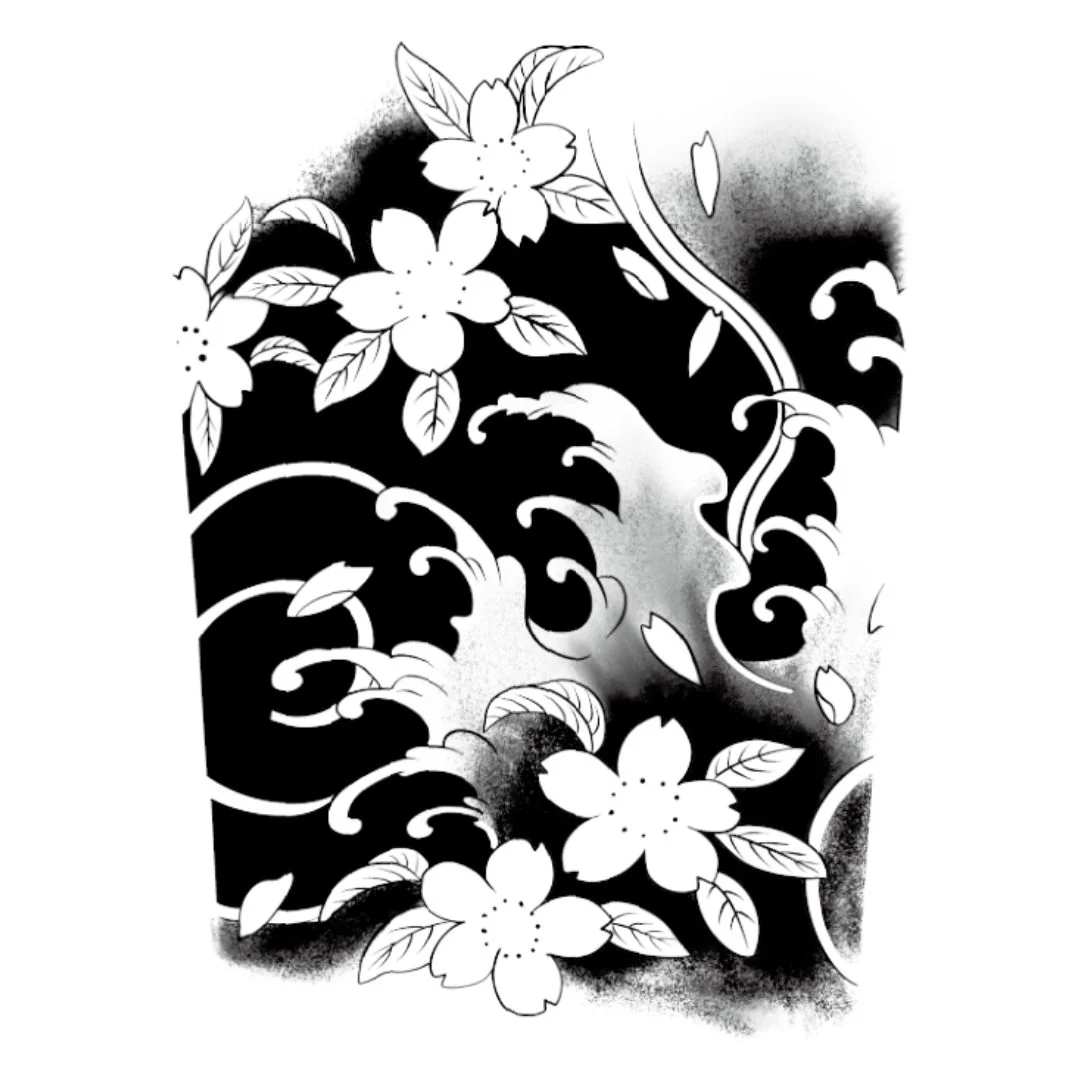 Japanese Cherry Blossom Panel Tattoo - Image 2