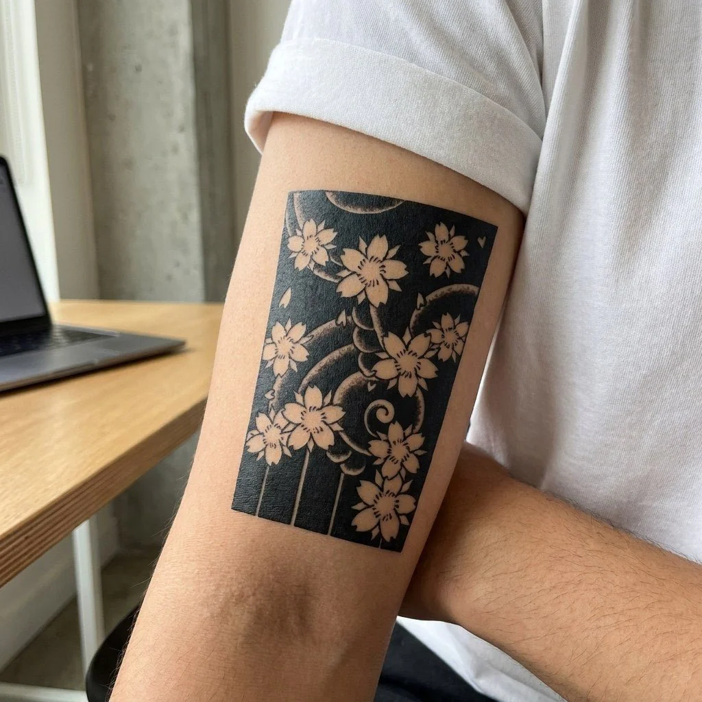Japanese Cherry Blossom Sleeve Tattoo