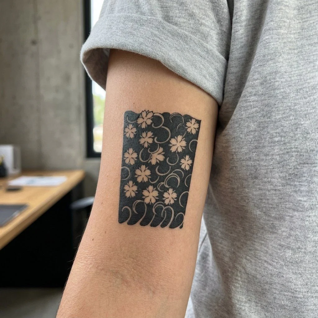 Japanese Cherry Blossom Wave Tattoo