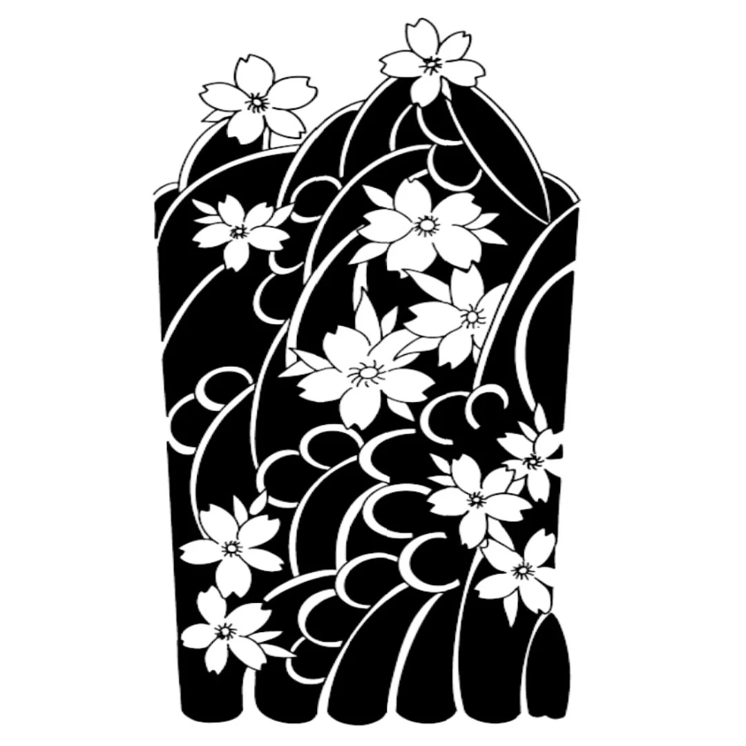 Japanese Cherry Blossom Wave Tattoo - Image 2
