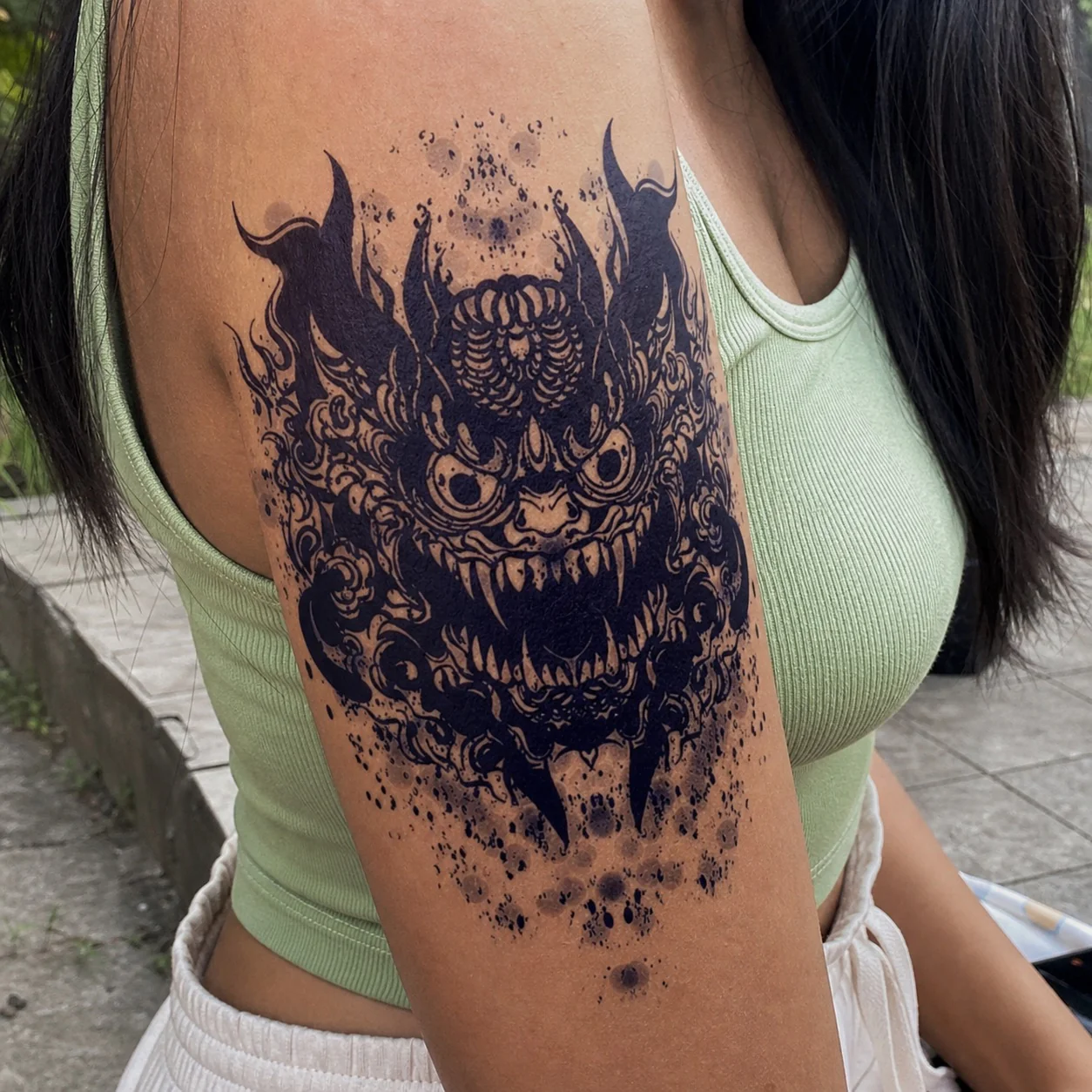 Japanese Oni Demon Mask Tattoo
