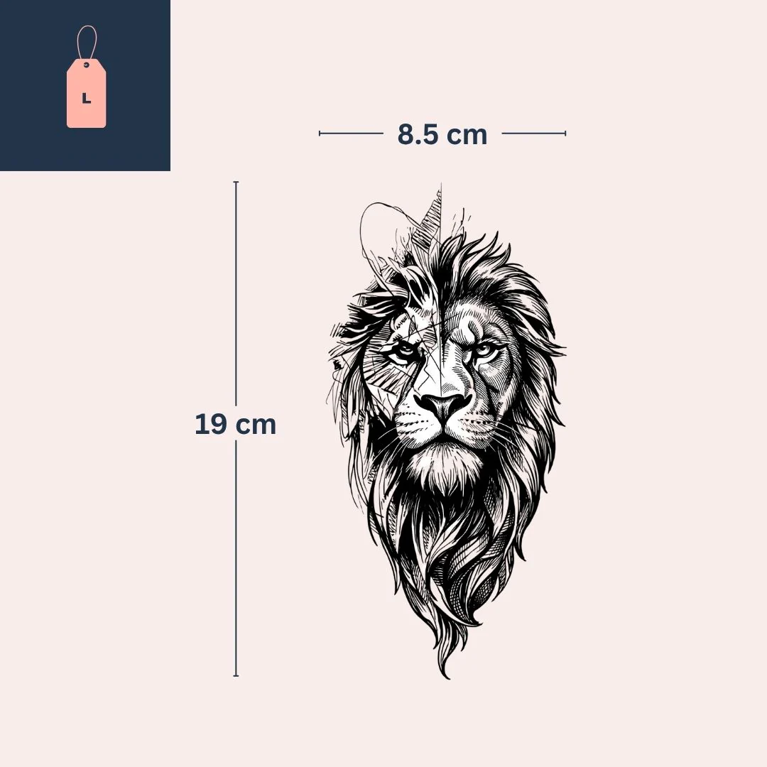 Sketch-Style Lion Temporary Tattoo - Image 4