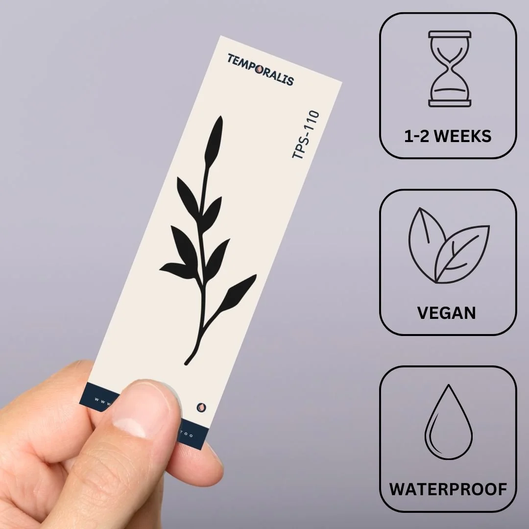 Leafy Branch Silhouette Temporary Tattoo - Image 3