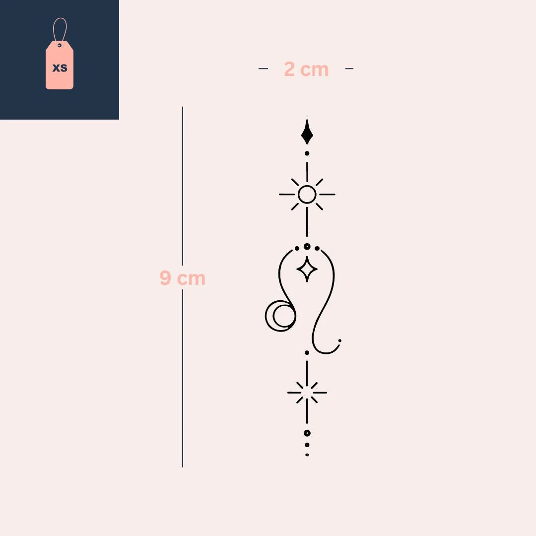 Celestial Leo zodiac temporary tattoo - Image 4