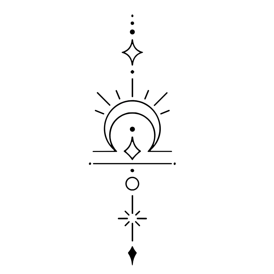 Celestial Libra zodiac temporary tattoo - Image 2