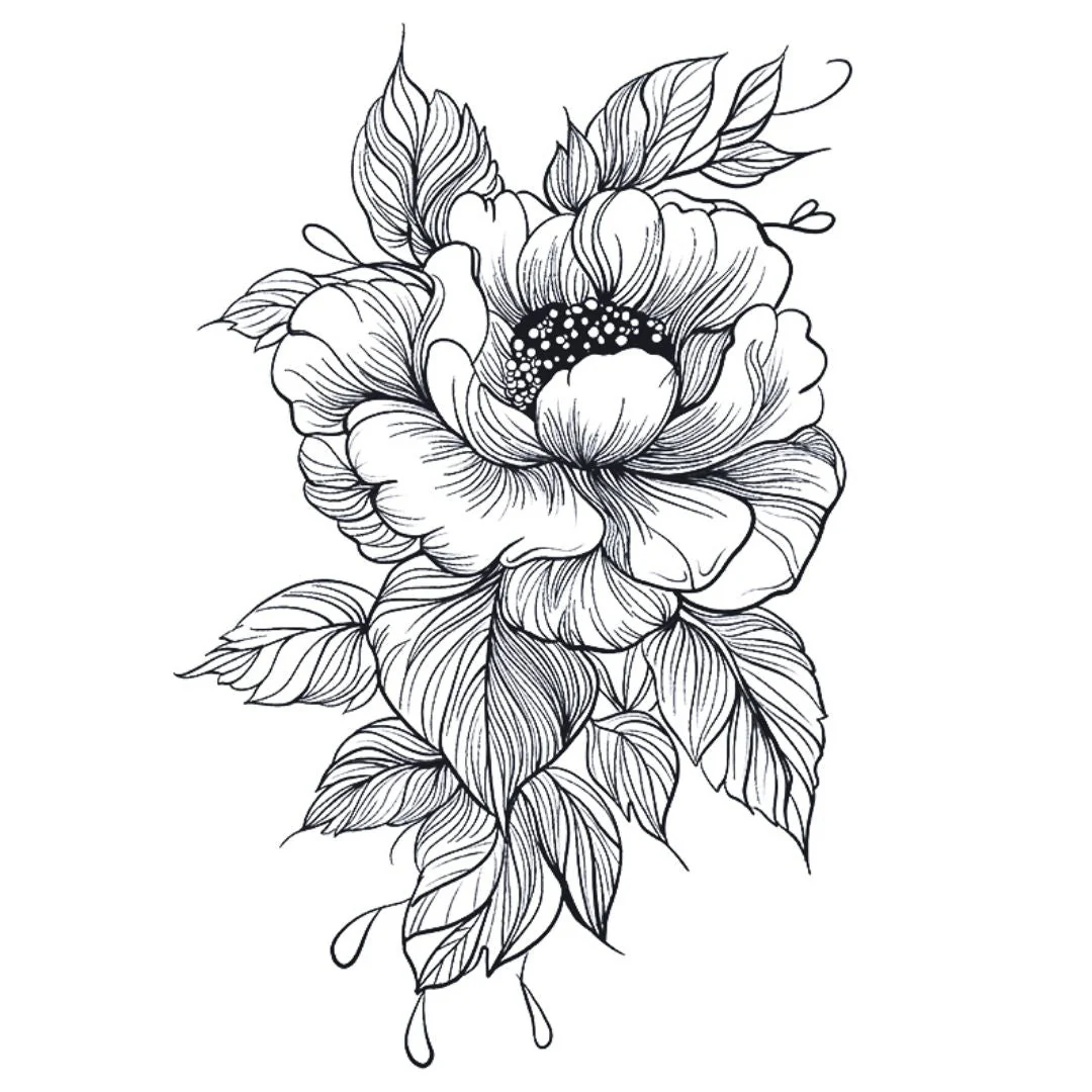 Linework Peony Tattoo - Image 2