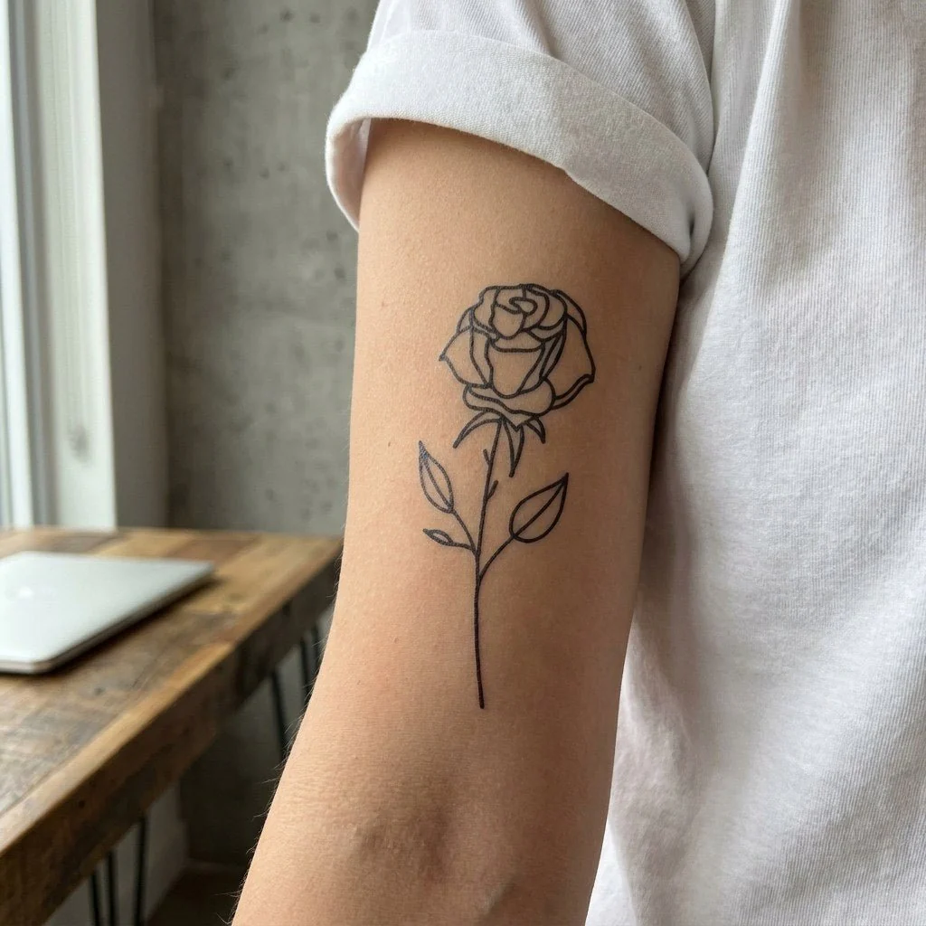 Linework Rose Tattoo
