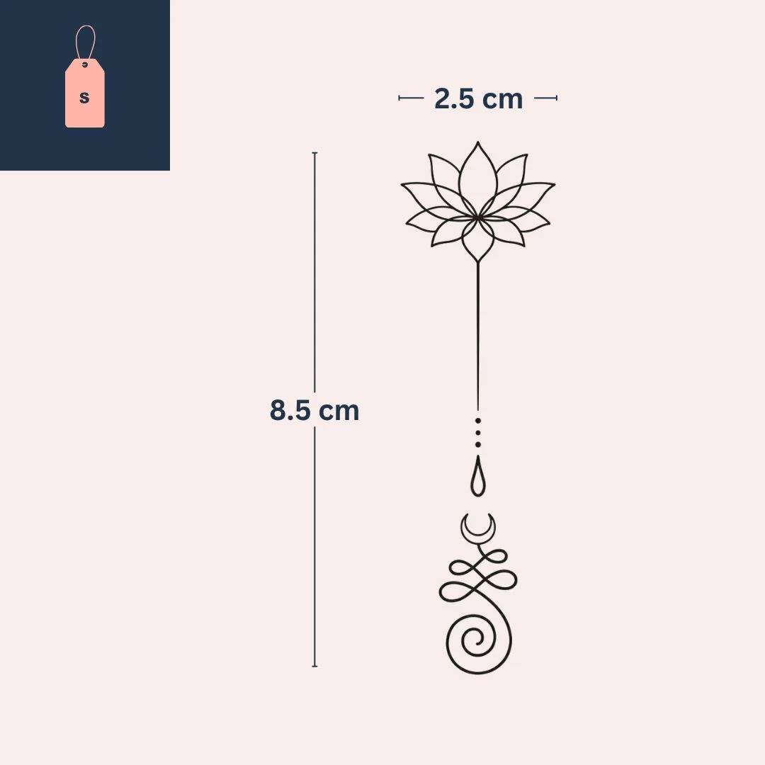 Fine Line Lotus & Ornament Temporary Tattoo - Image 4